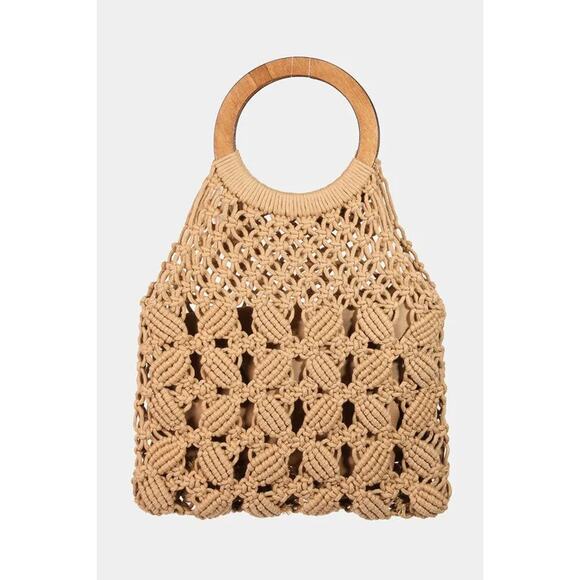 Fame Boho Braided Wooden Top Handle Bag - Picture 4 of 9